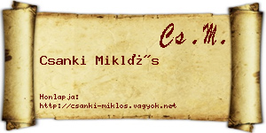 Csanki Miklós névjegykártya